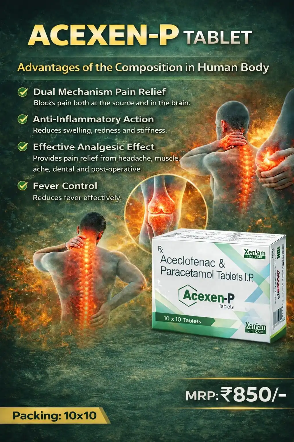 Acexen-P tablets pack, Xeniam Life Care