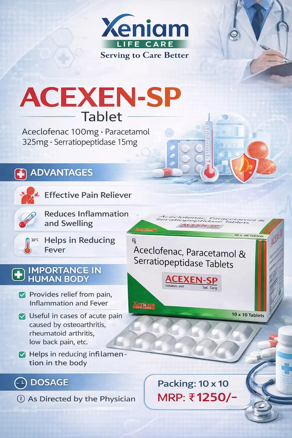 Acexen-SP tablets pack, Xeniam Life Care
