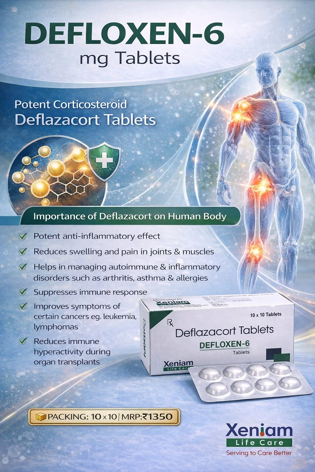 Defloxen-6 tablets pack, Xeniam Life Care