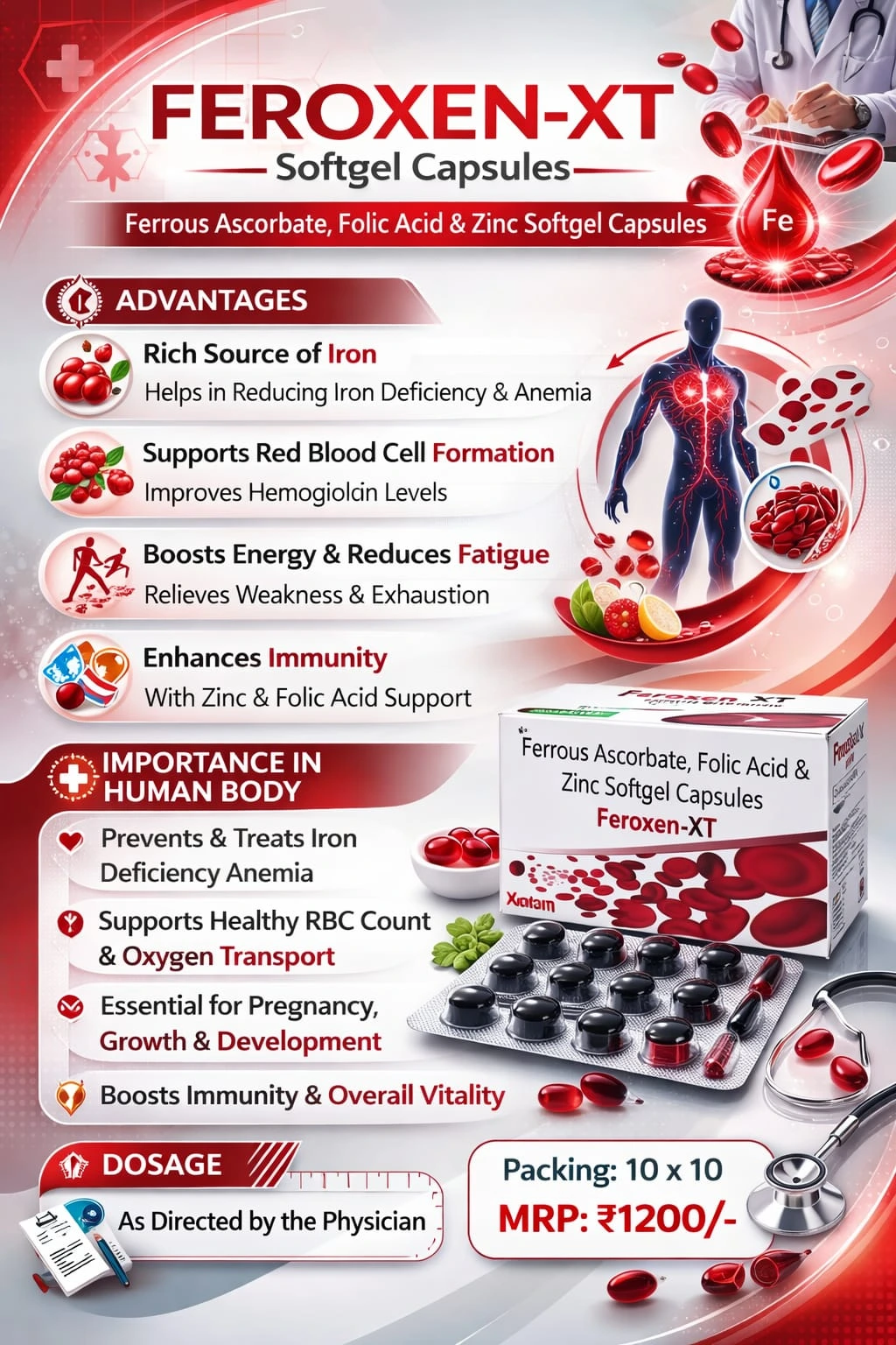 Feroxen-XT softgel capsules pack, Xeniam Life Care