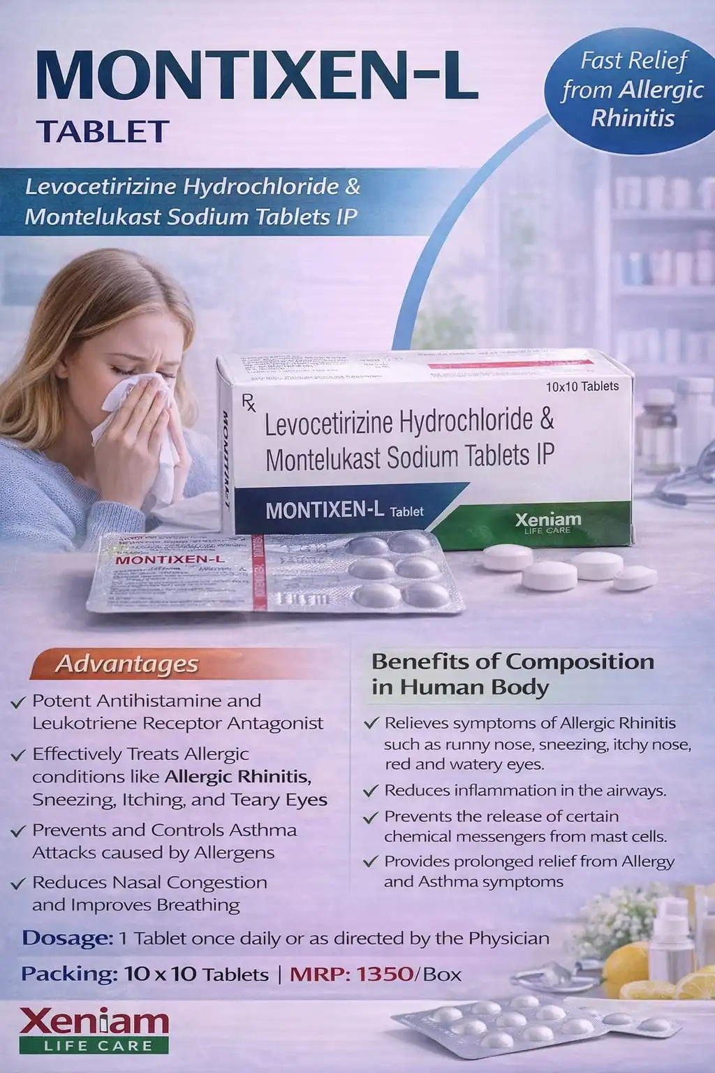 Montixen-L tablets pack, Xeniam Life Care