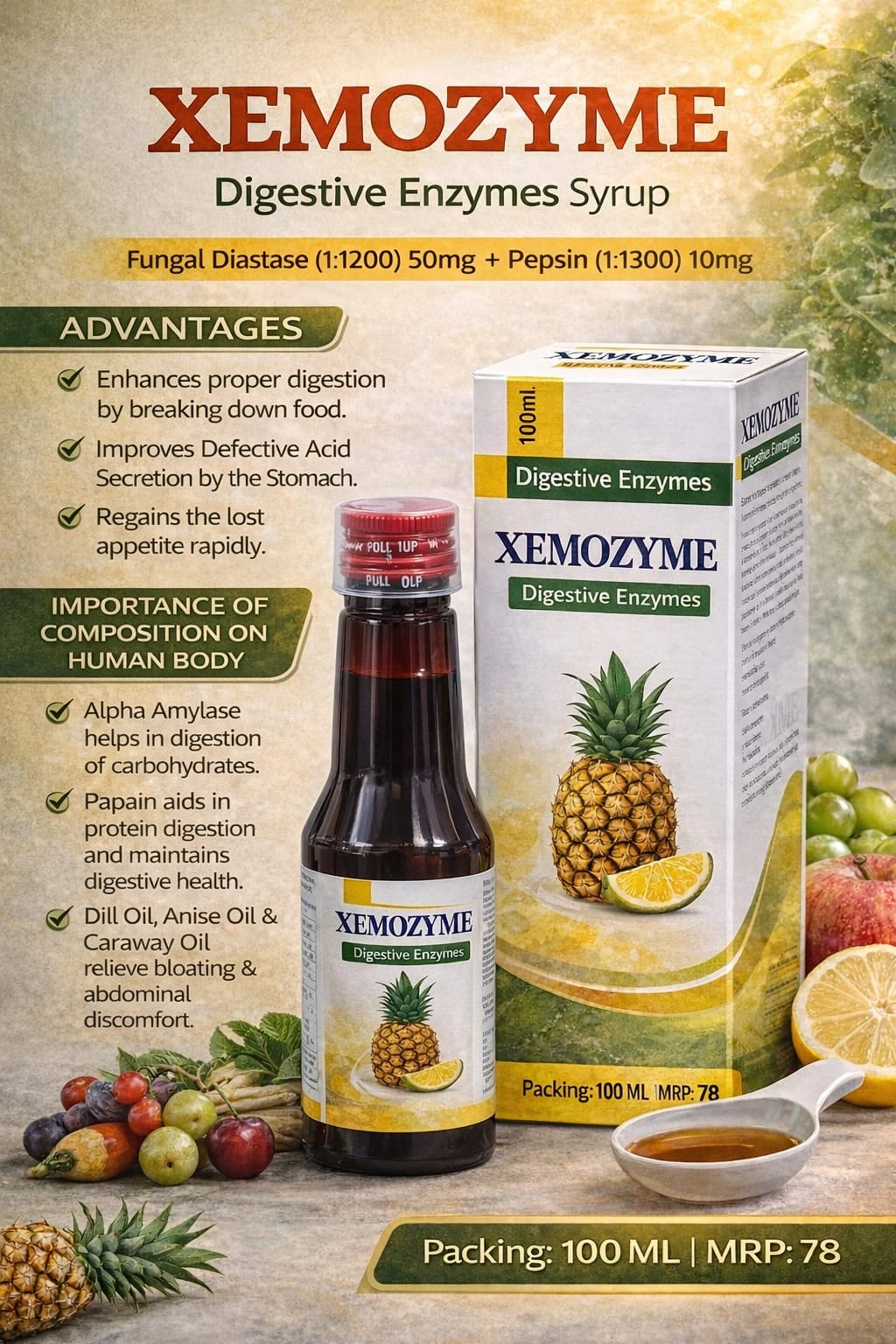 Xemozyme Syrup pack, Xeniam Life Care
