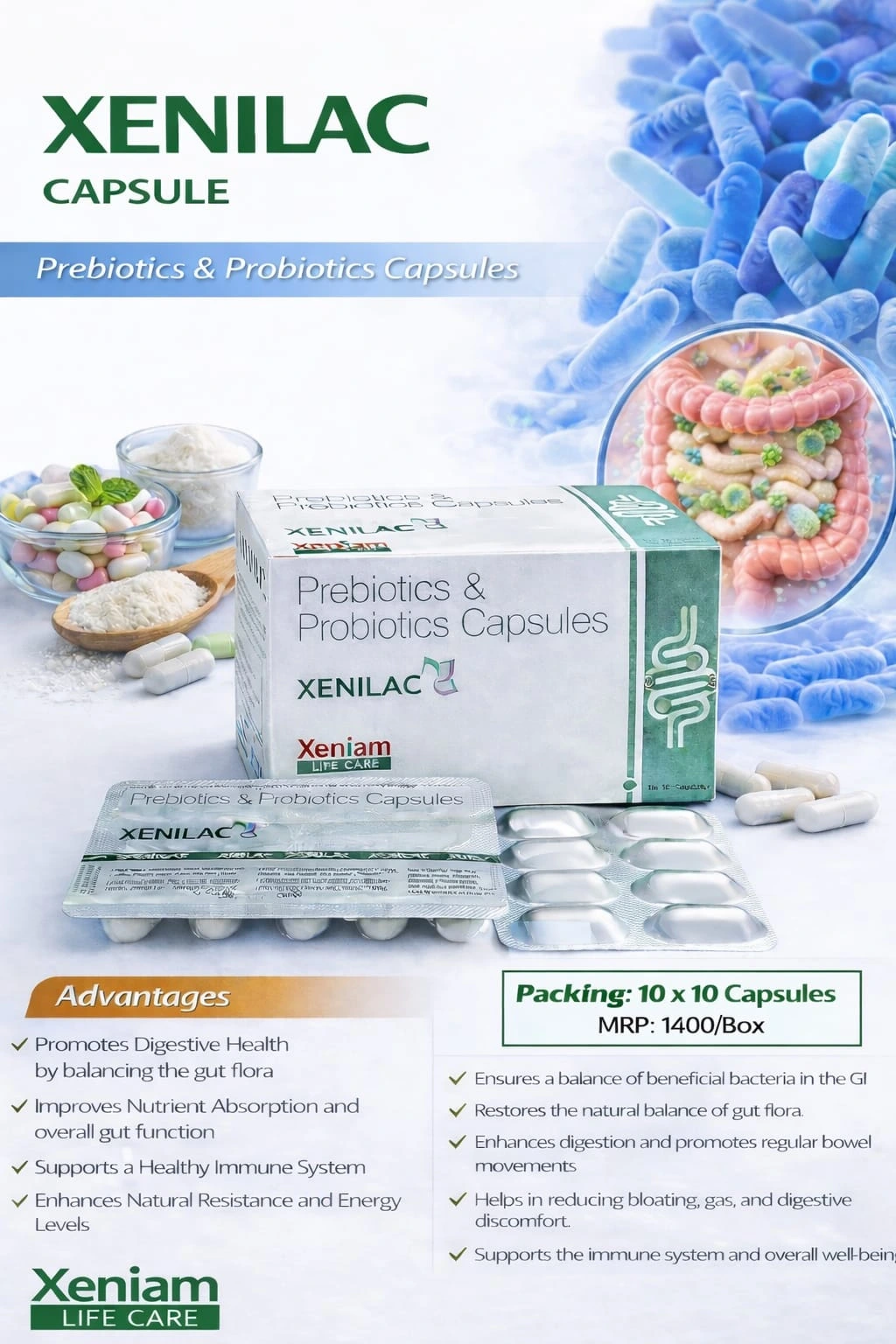 Xenilac capsules pack, Xeniam Life Care